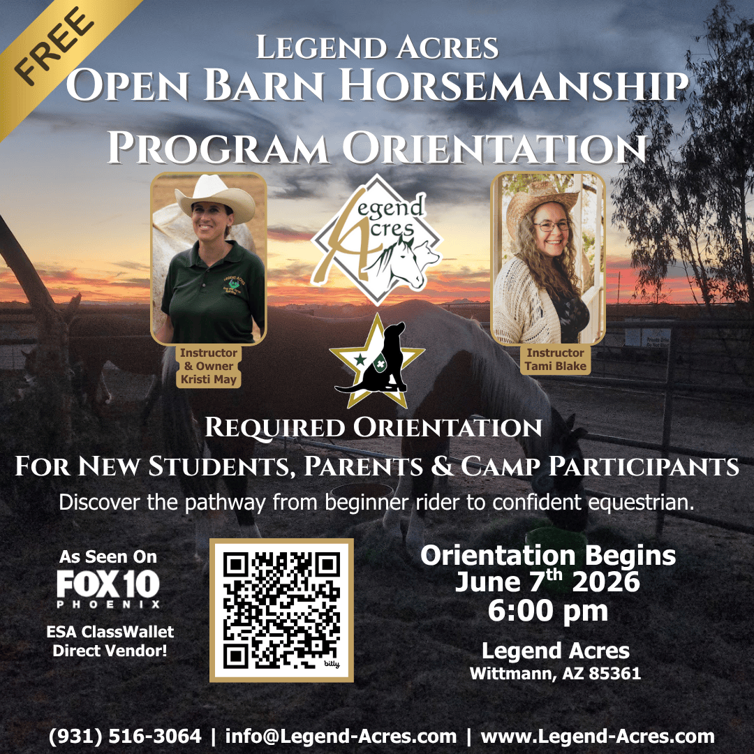 Join us Aug 3 in Wittmann, AZ for free horse demos, giveaways & ESA education. For veterans, teachers, & families. As seen on FOX 10 Phoenix.